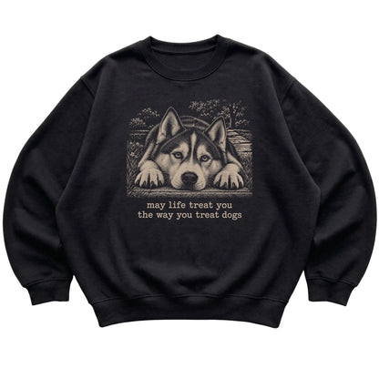 Husky Karma crewneck sweatshirt in Black — Flat Lay