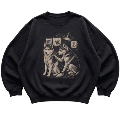 Black Husky Dog Tattoo Artist shirt laid flat