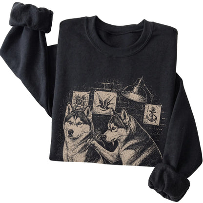 Black Husky Dog Tattoo Artist folded detail view