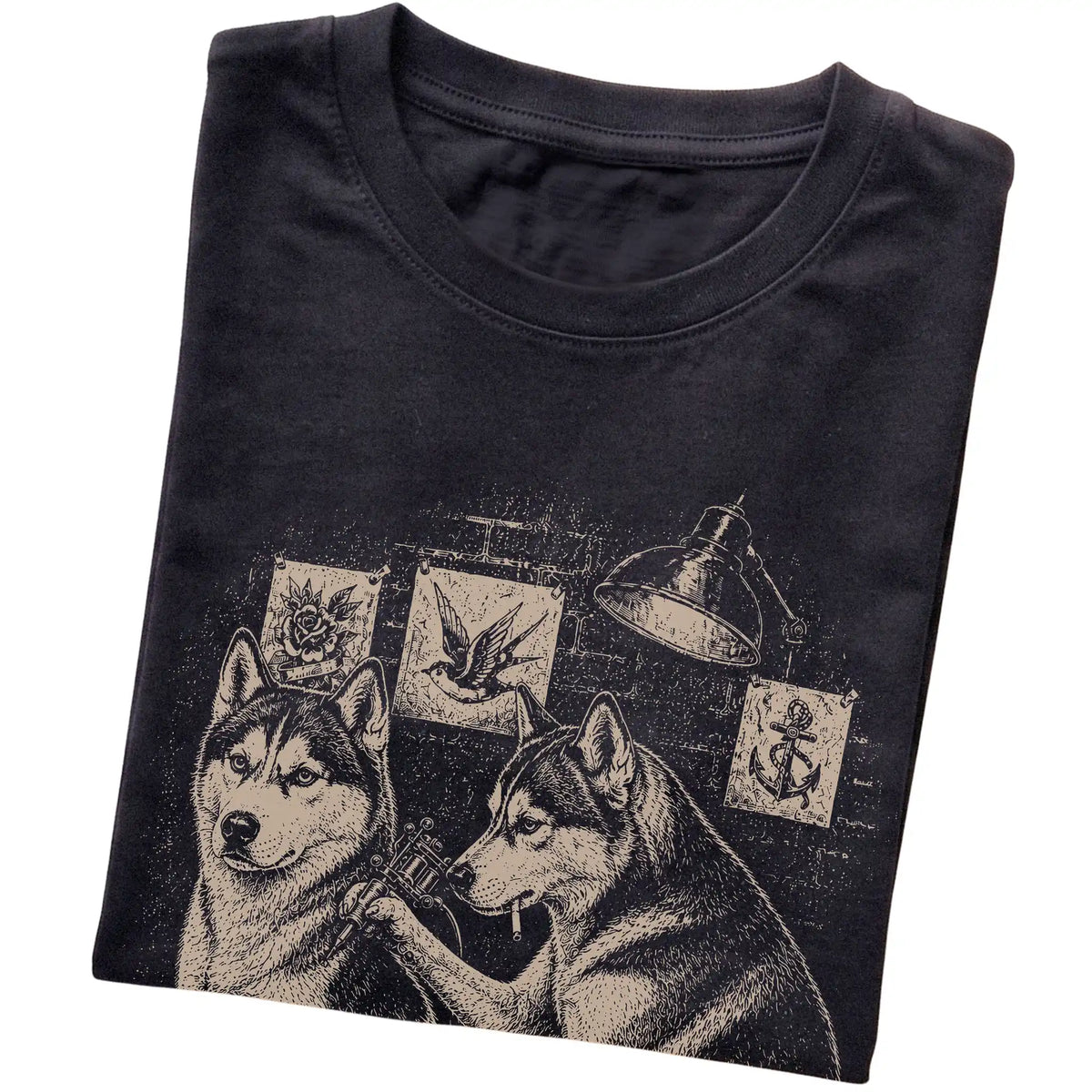 Black Husky Dog Tattoo Artist folded detail view
