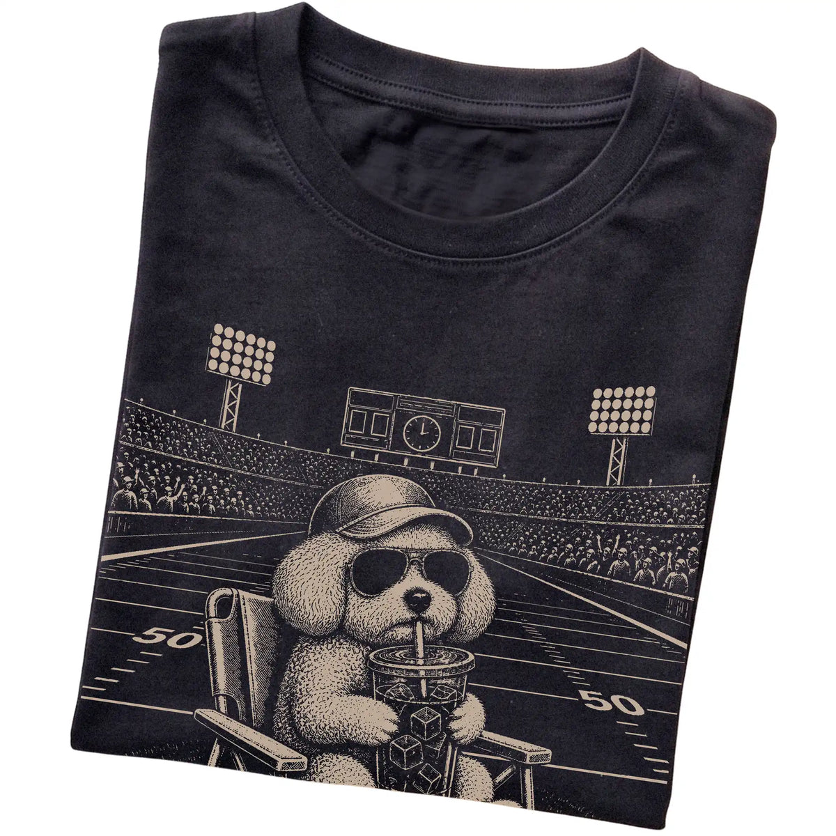 Black I live here now Bichon Frise T-shirt, folded