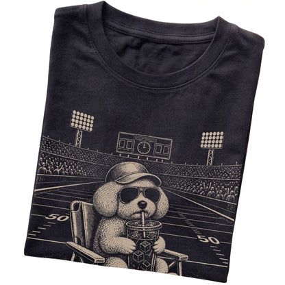 Black I live here now Bichon Frise T-shirt, folded