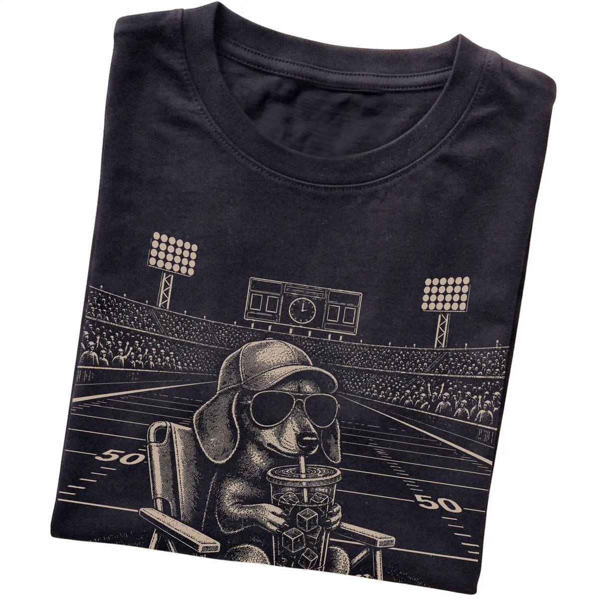 Black I live here now Dachshund T-shirt, folded