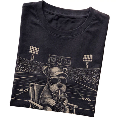 Black I live here now Schnauzer T-shirt, folded