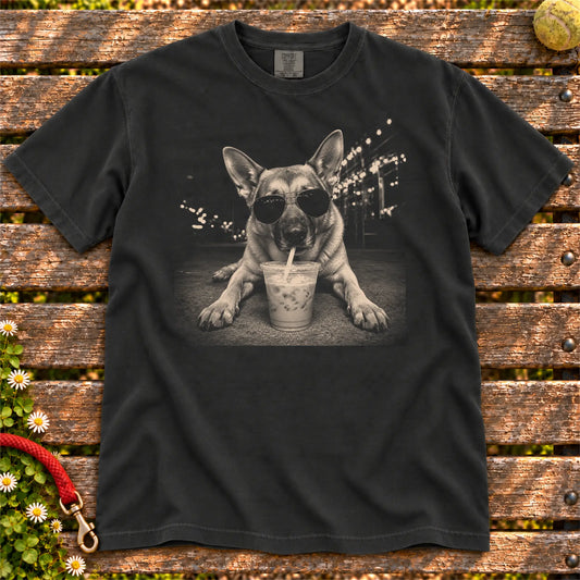 German Shepherd Iced Coffee Comfort Colors T-shirt in Black