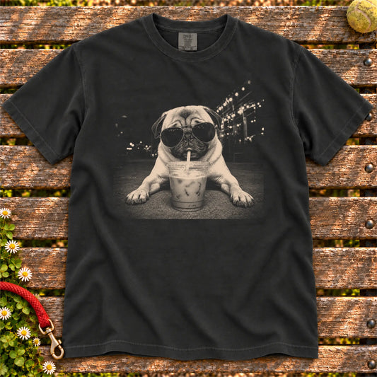 Pug Iced Coffee Comfort Colors T-shirt in Black