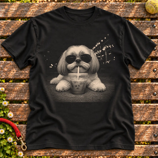 Shih Tzu Iced Coffee Softstyle T-shirt in Black