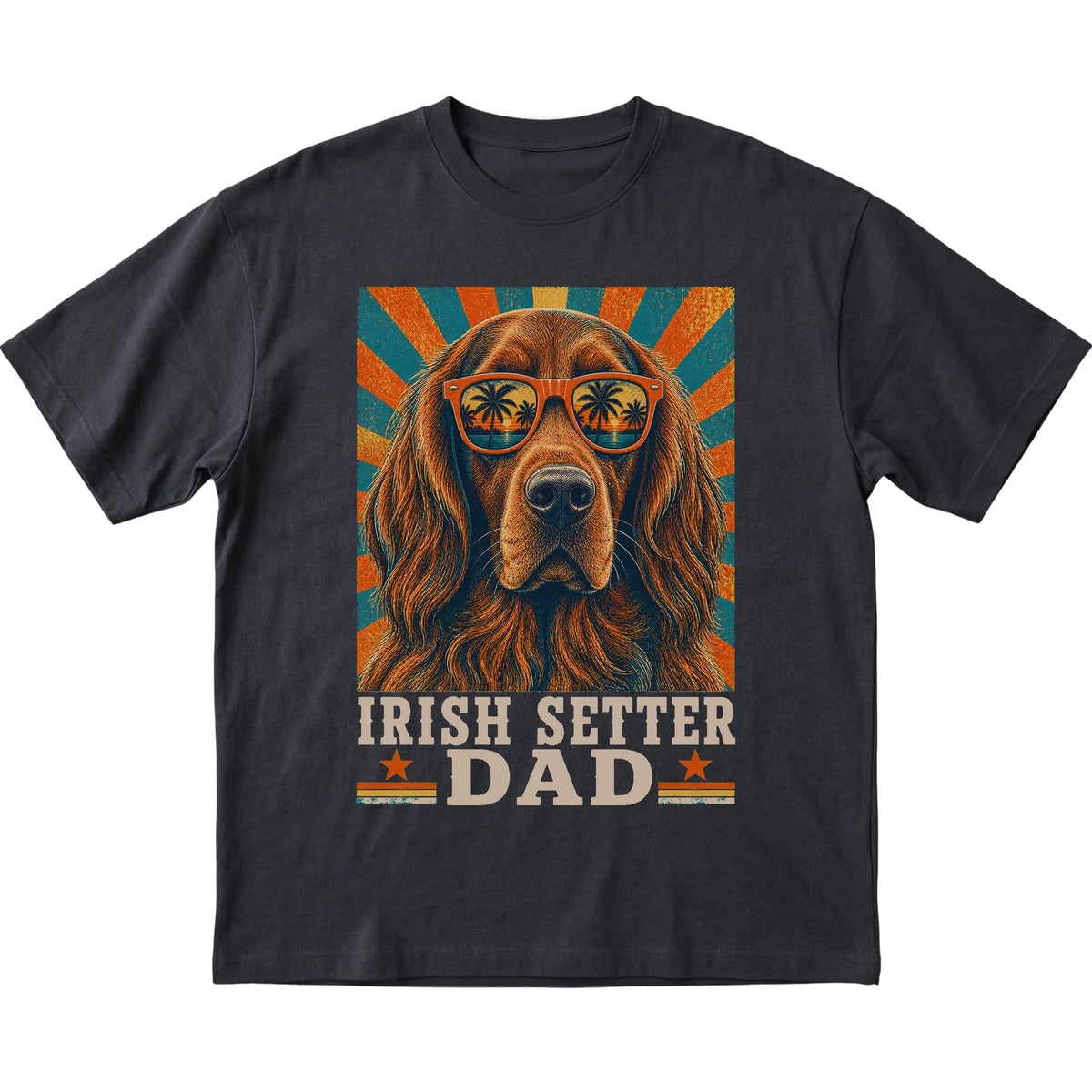 Retro Irish Setter Dad design on a Black softstyle T-shirt