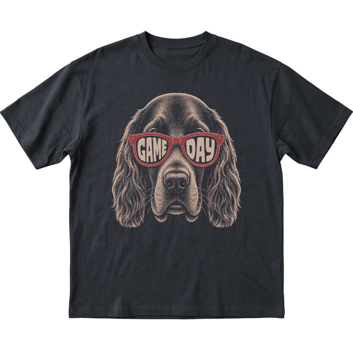 Black Irish Setter Game Day Sunglasses T-shirt, laid flat