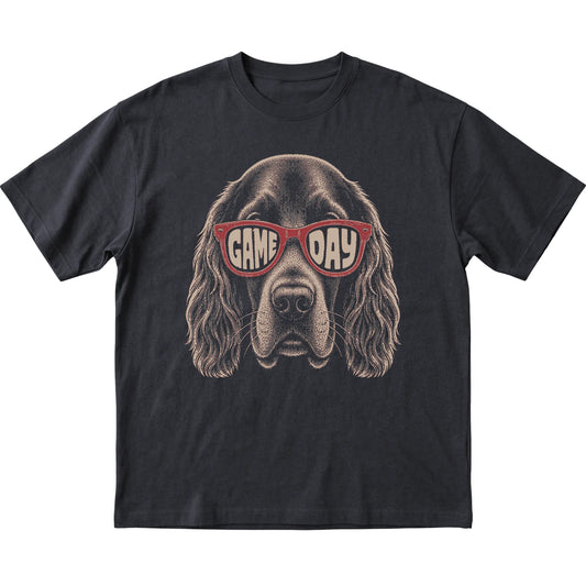 Black Irish Setter Game Day Sunglasses T-shirt, laid flat