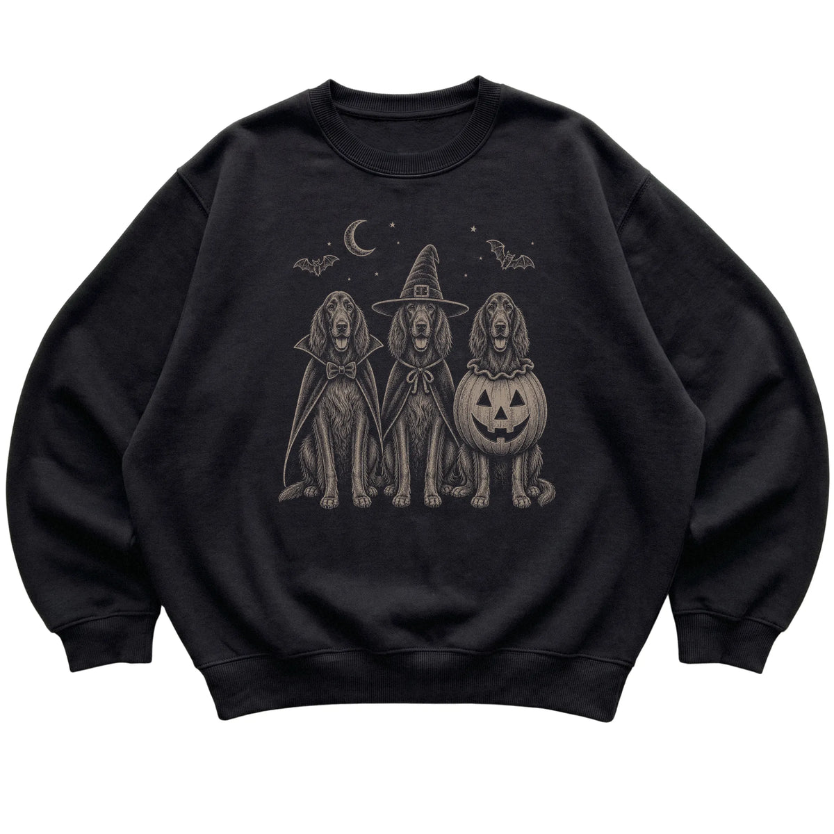 Black Irish Setter Halloween Costume sweatshirt, flat view