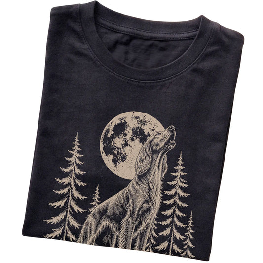 Irish Setter Howling at the Moon softstyle T-shirt in Black