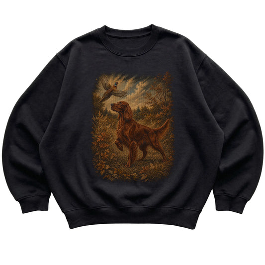 Irish Setter Pheasant Hunting Sweatshirt in Black