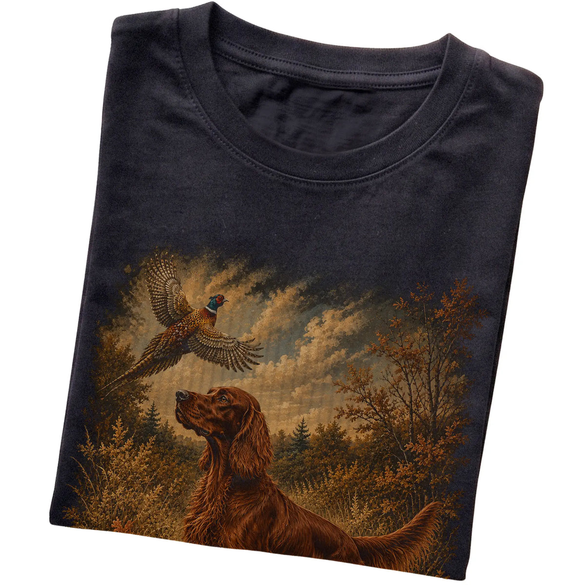 Irish Setter Pheasant Hunting T-Shirt in Black