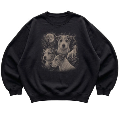 Jack Russell 90s Moon Sweatshirt in Black — flat lay