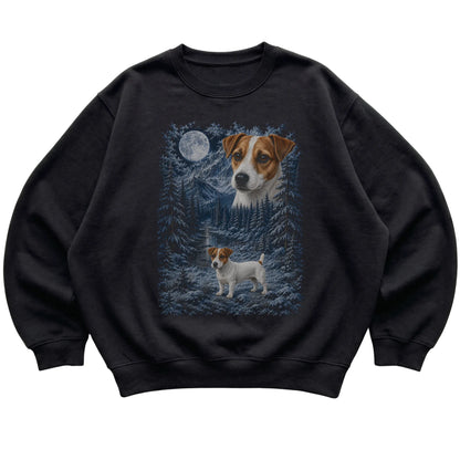 Jack Russell Forest Moon Sweatshirt in Black