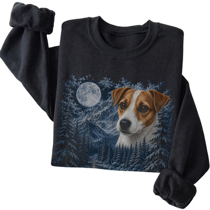Jack Russell Forest Moon Sweatshirt in Black