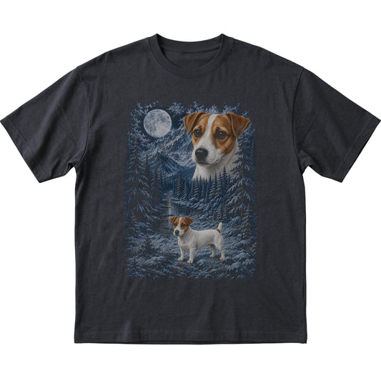 Jack Russell Forest Moon T-Shirt in Black