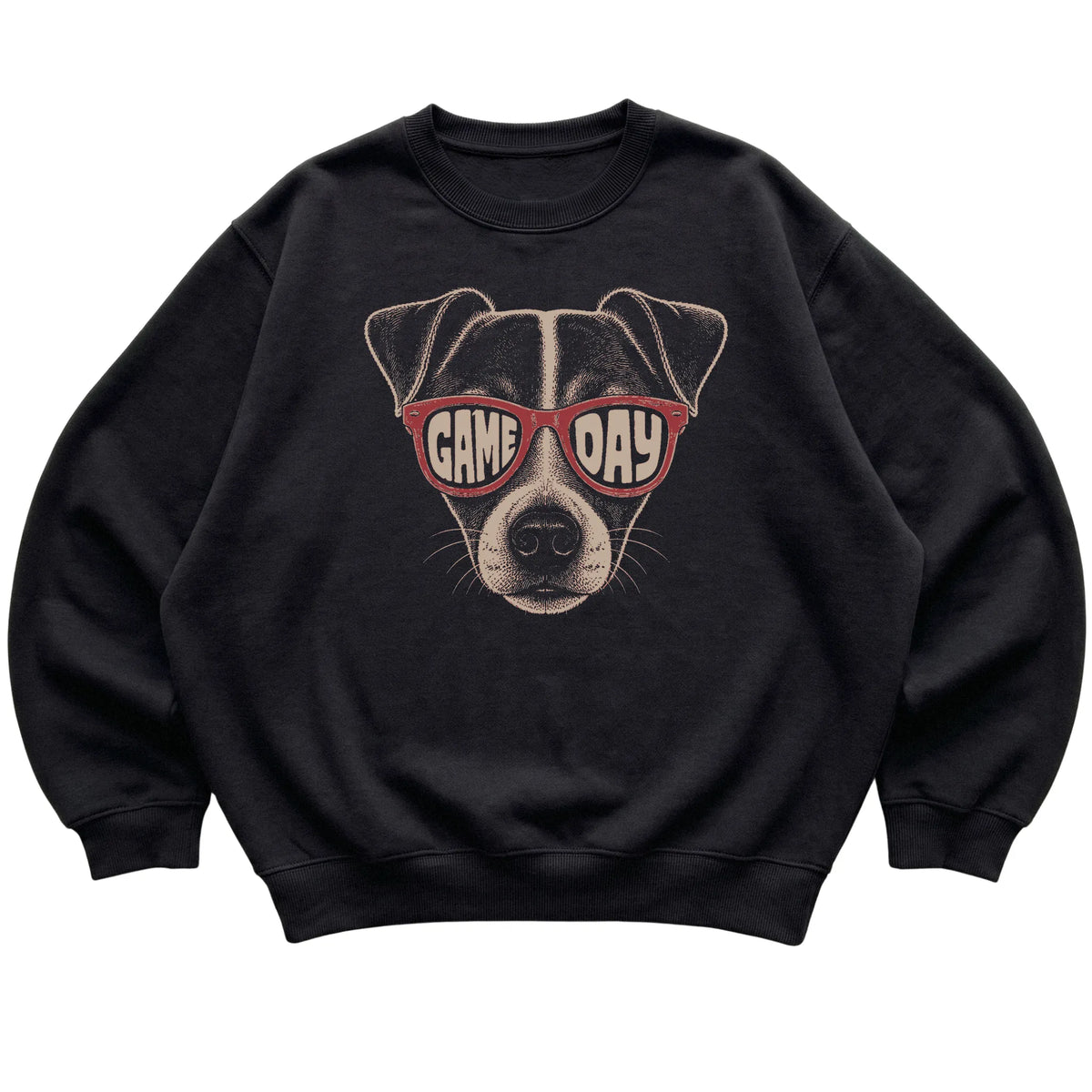 Black Jack Russell Game Day Sunglasses sweatshirt, laid flat