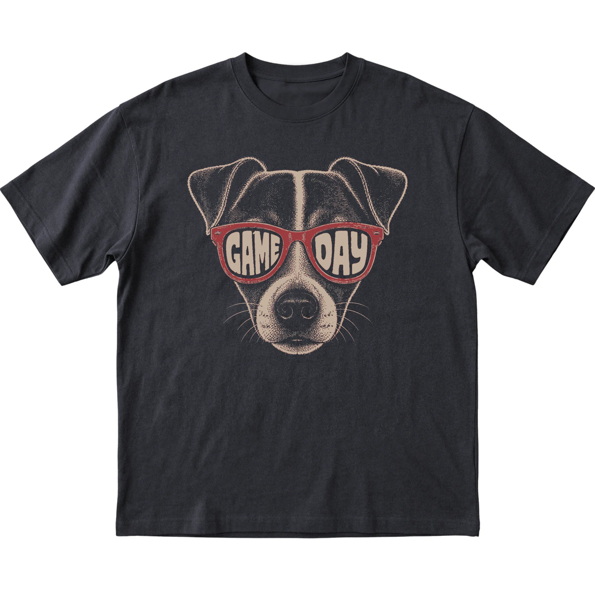 Black Jack Russell Game Day Sunglasses T-shirt, laid flat