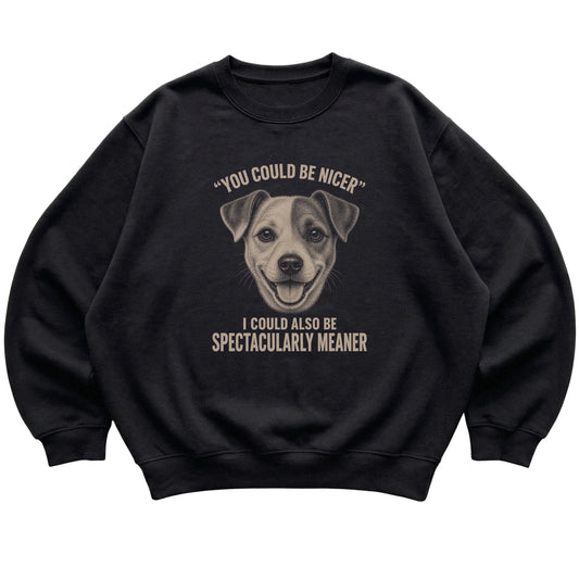 Jack Russell Guard Dog Sweatshirt in Black — flat lay