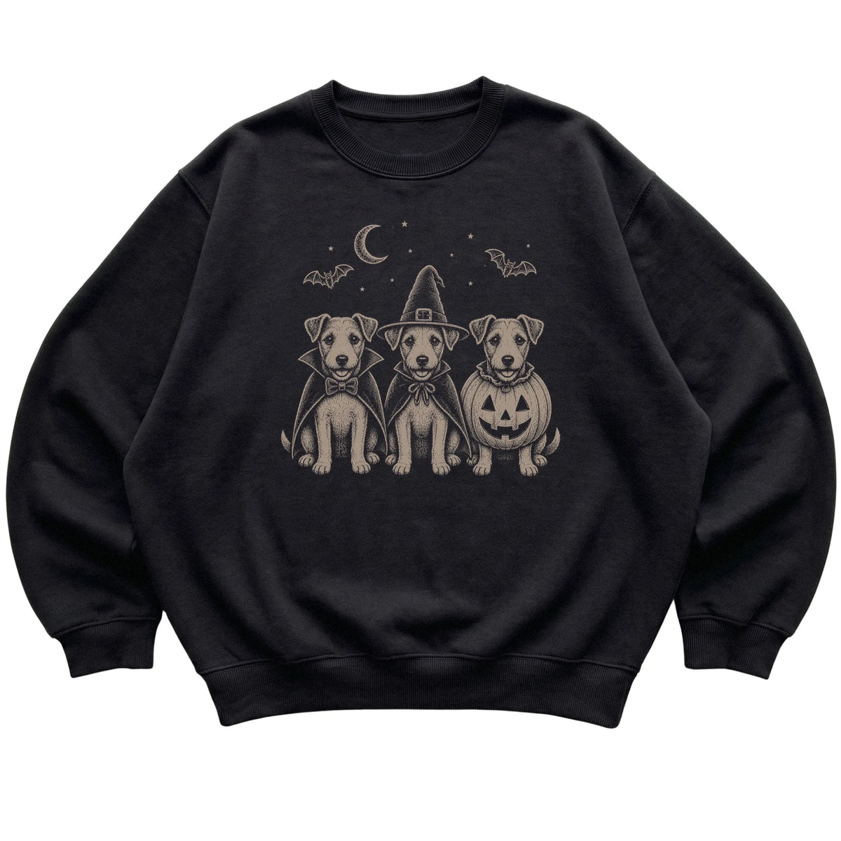 Black Jack Russell Halloween Costume sweatshirt, flat view