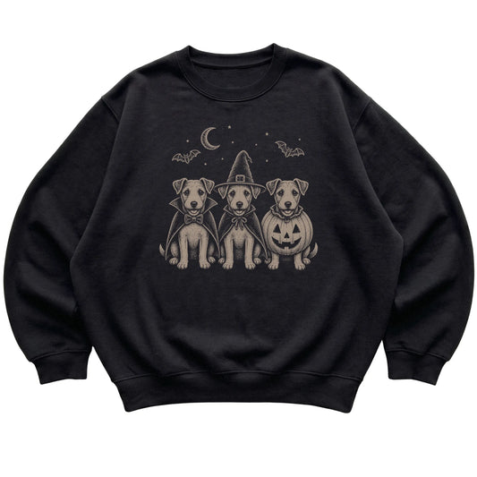 Black Jack Russell Halloween Costume sweatshirt, flat view
