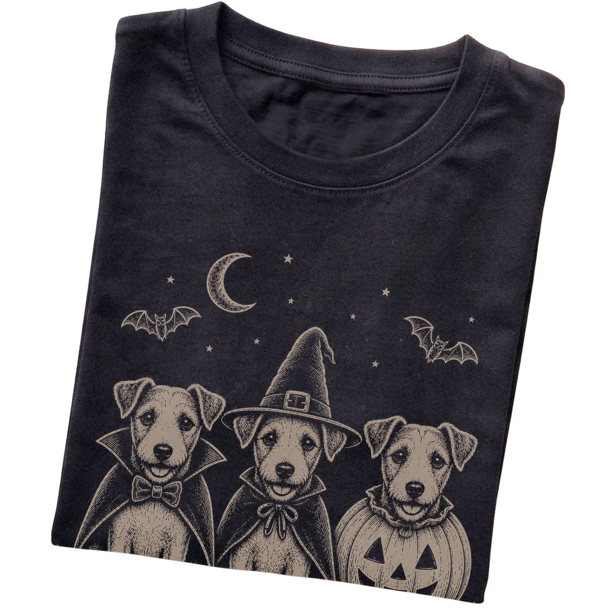 Black Jack Russell Halloween Costume T-shirt, folded view
