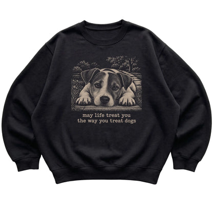 Jack Russell Karma crewneck sweatshirt in Black — Flat Lay