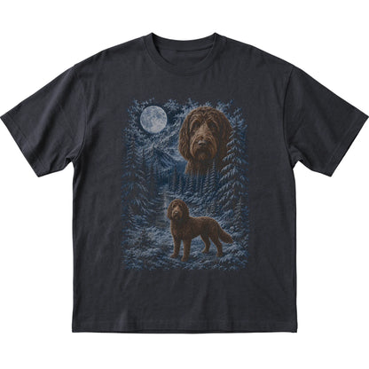 Labradoodle Forest Moon T-Shirt in Black