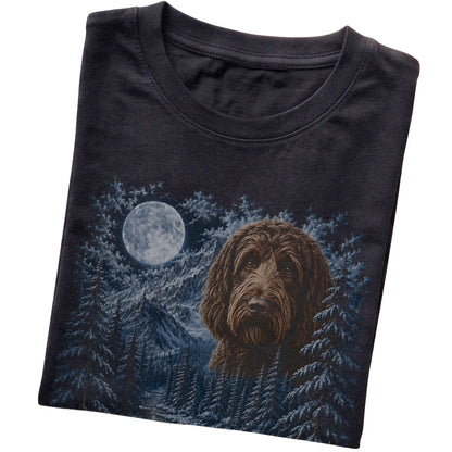 Labradoodle Forest Moon T-Shirt in Black