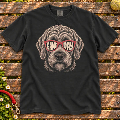 Labradoodle Game Day design on a Black Comfort Colors T-shirt, shown flat