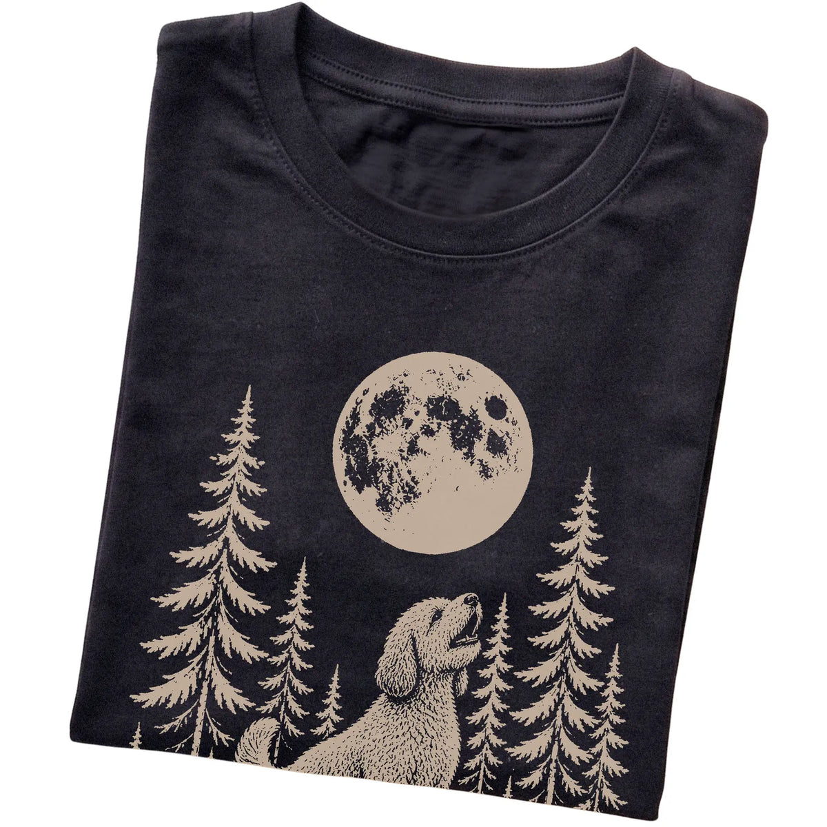 Labradoodle Howling at the Moon softstyle T-shirt in Black