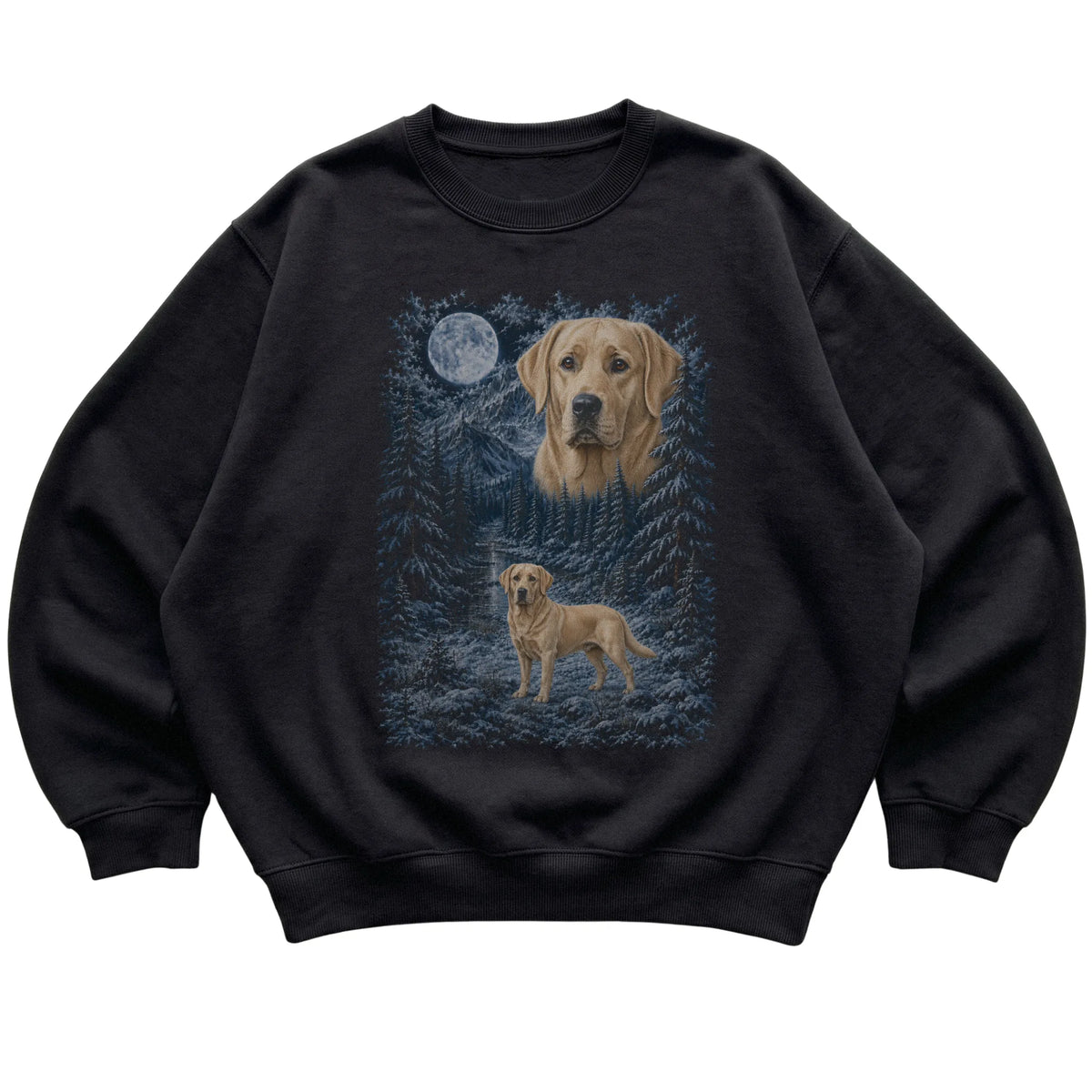 Labrador Retriever Forest Moon Sweatshirt in Black
