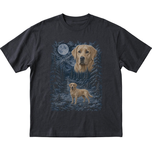Labrador Retriever Forest Moon T-Shirt in Black