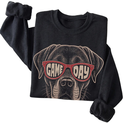 Black Labrador Retriever Game Day Sunglasses sweatshirt, folded