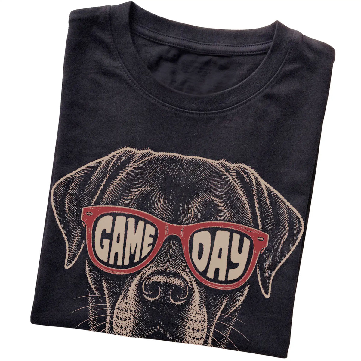 Black Labrador Retriever Game Day Sunglasses T-shirt, folded