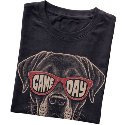 Black Labrador Retriever Game Day Sunglasses T-shirt, folded