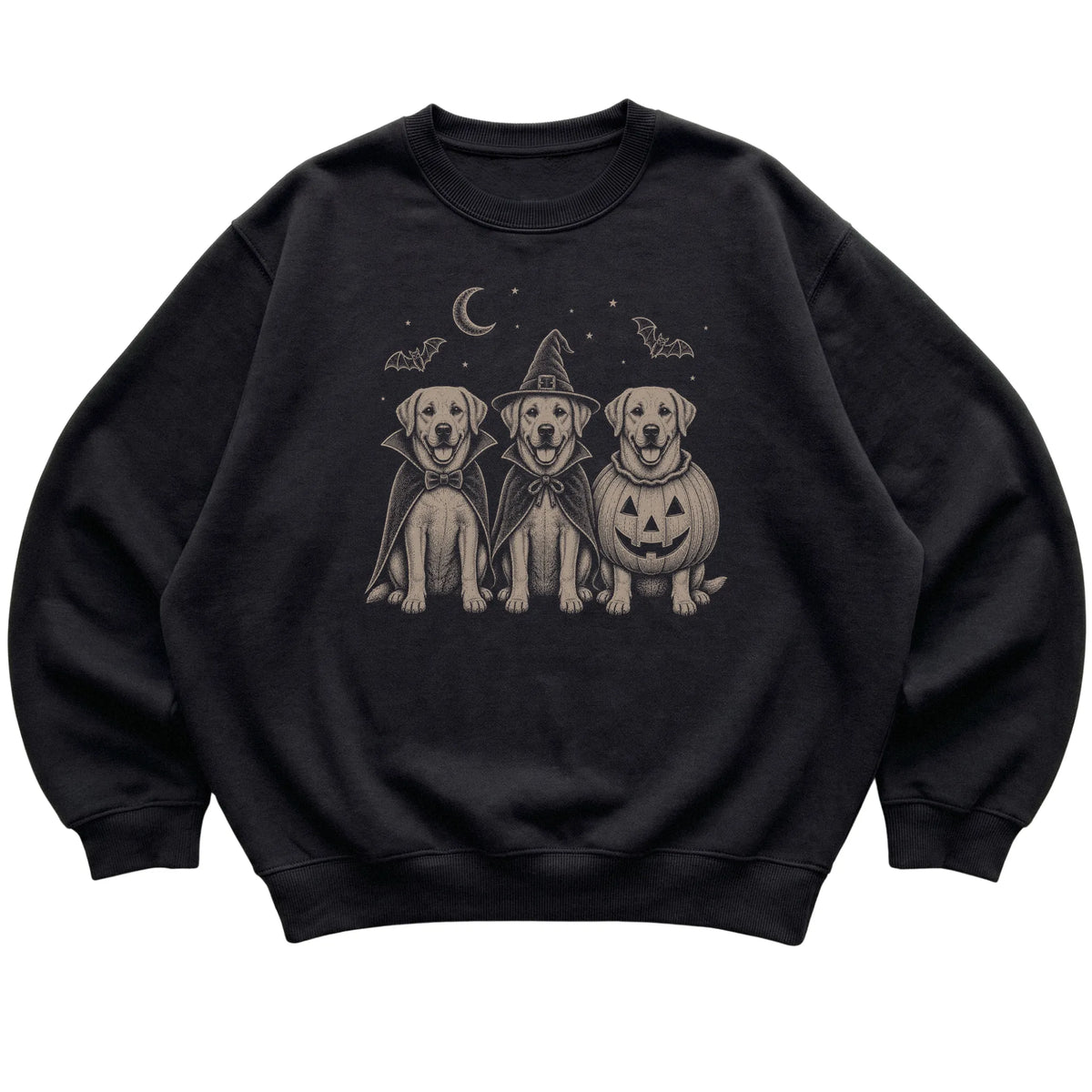 Black Labrador Retriever Halloween Costume sweatshirt, flat view