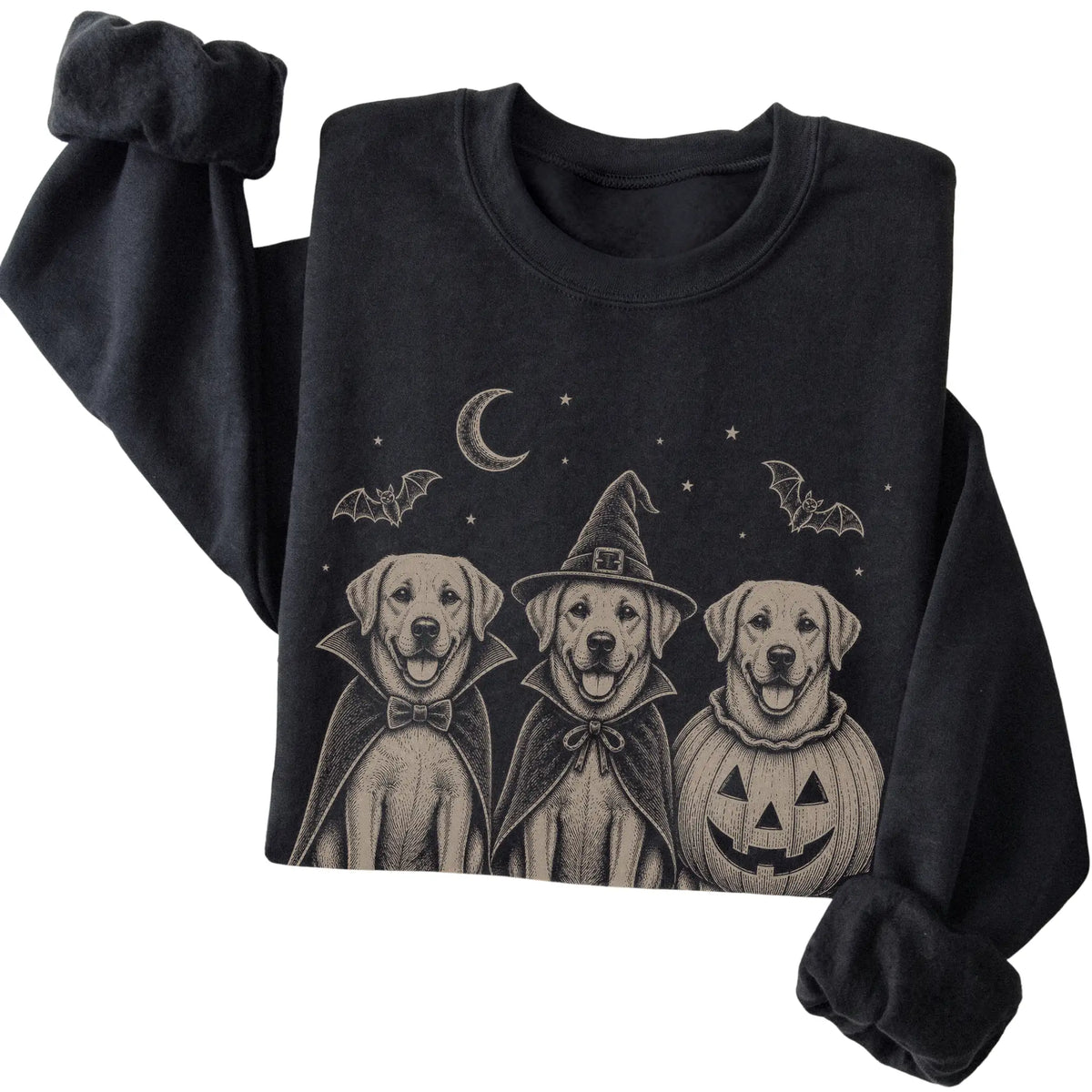 Black Labrador Retriever Halloween Costume sweatshirt, folded view