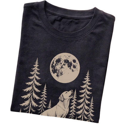 Labrador Retriever Howling at the Moon softstyle T-shirt in Black