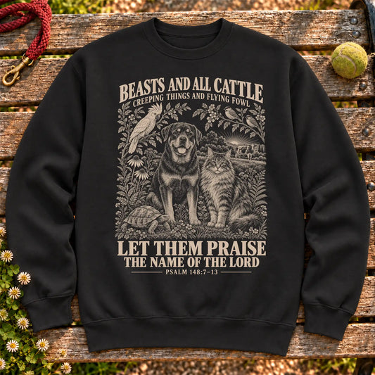 Black Let Them Praise scripture crewneck sweatshirt