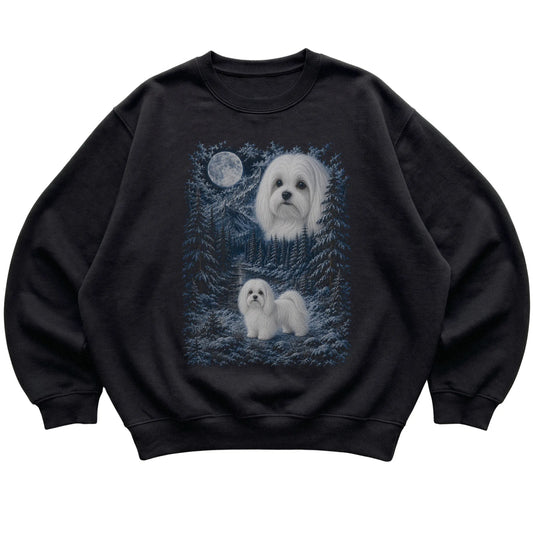 Maltese Forest Moon Sweatshirt in Black