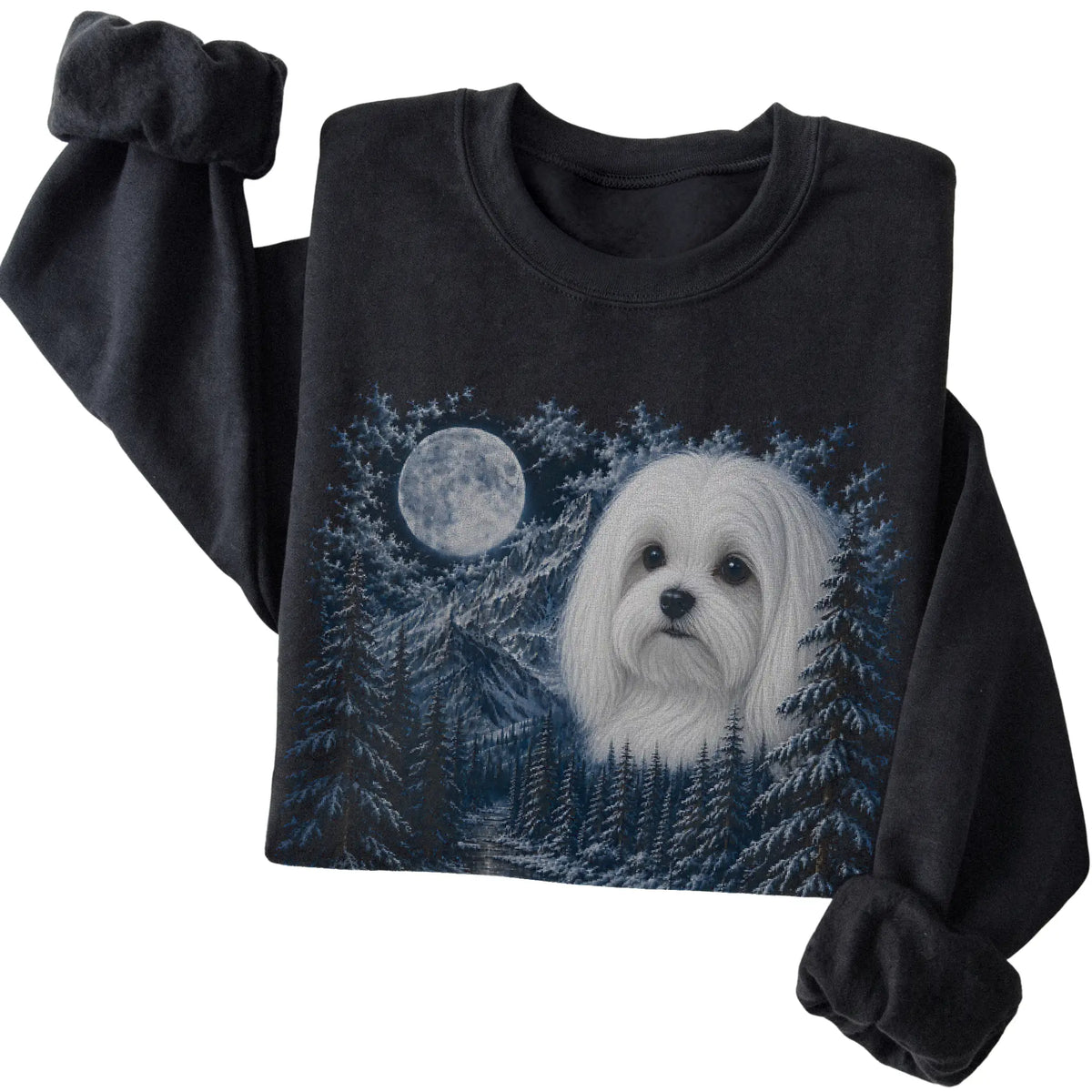 Maltese Forest Moon Sweatshirt in Black