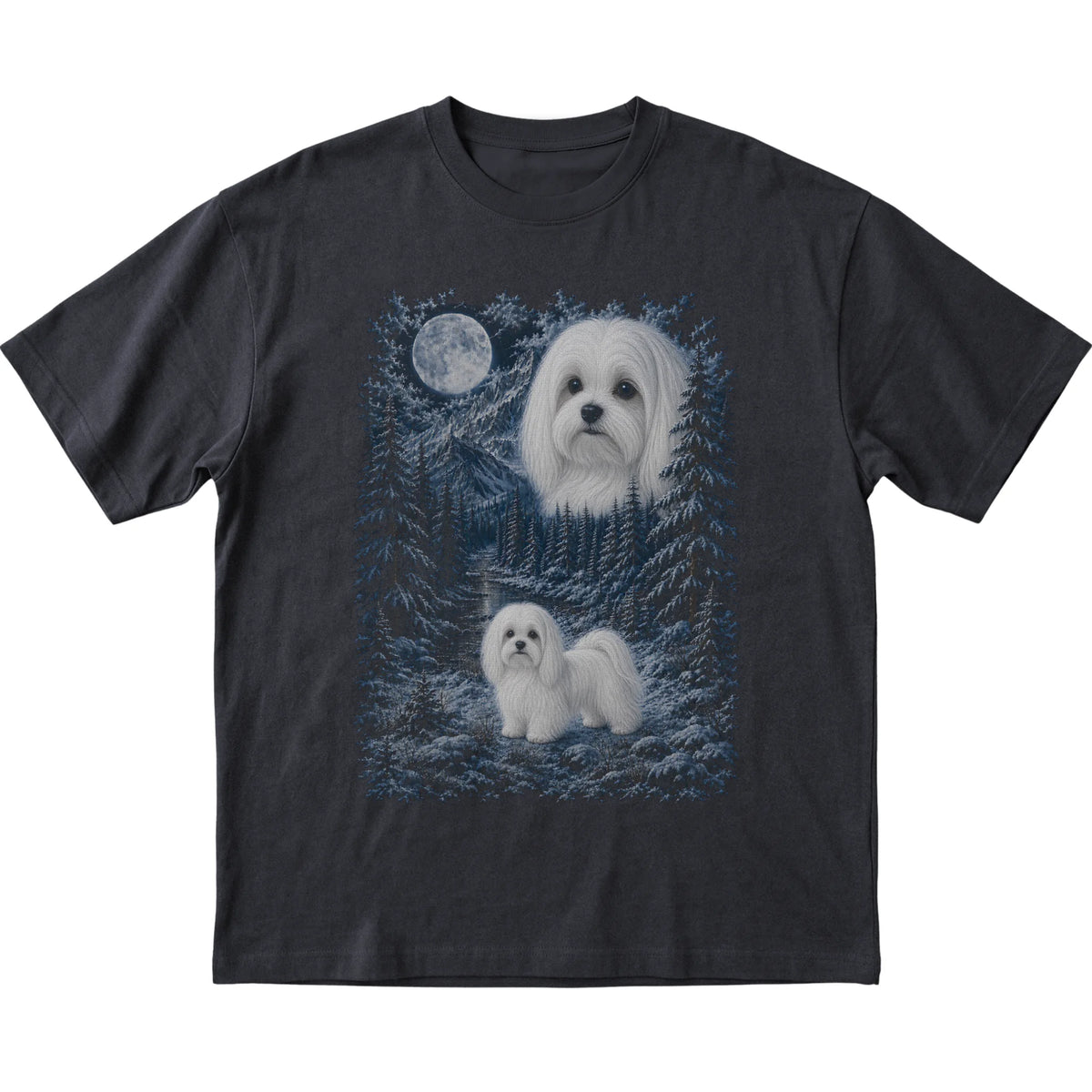 Maltese Forest Moon T-Shirt in Black