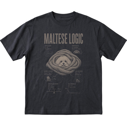 Black Maltese Logic T-Shirt laid flat