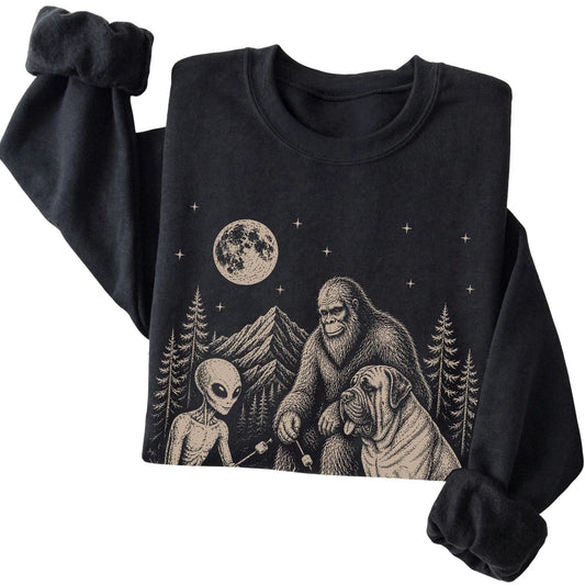 Black Mastiff Camping with Bigfoot and Alien folded detail view