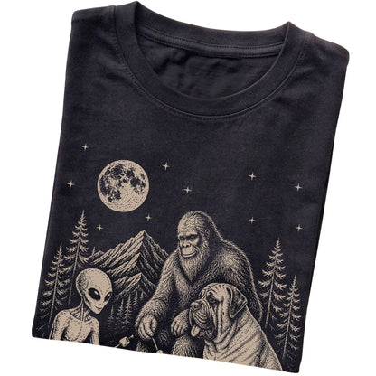 Black Mastiff Camping with Bigfoot and Alien folded detail view