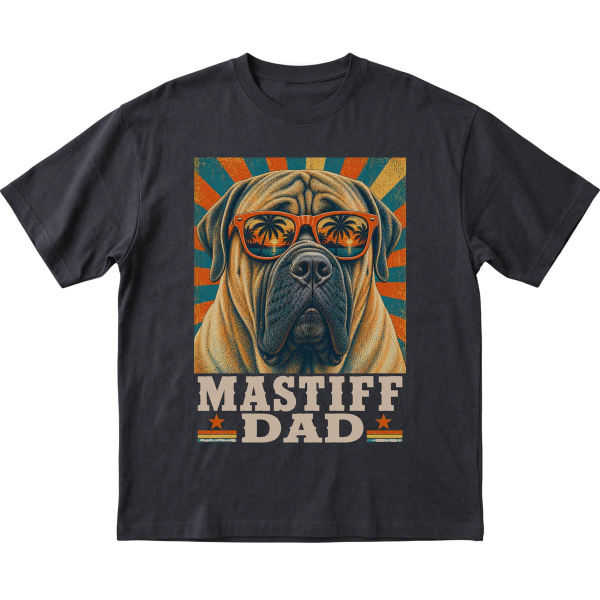 Retro Mastiff Dad design on a Black softstyle T-shirt