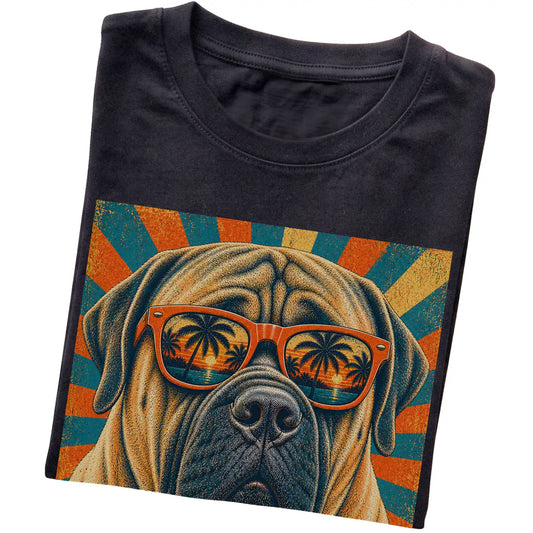 Folded Black softstyle T-shirt with a Retro Mastiff Dad design